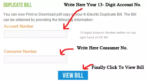 K-Electric duplicate bill page